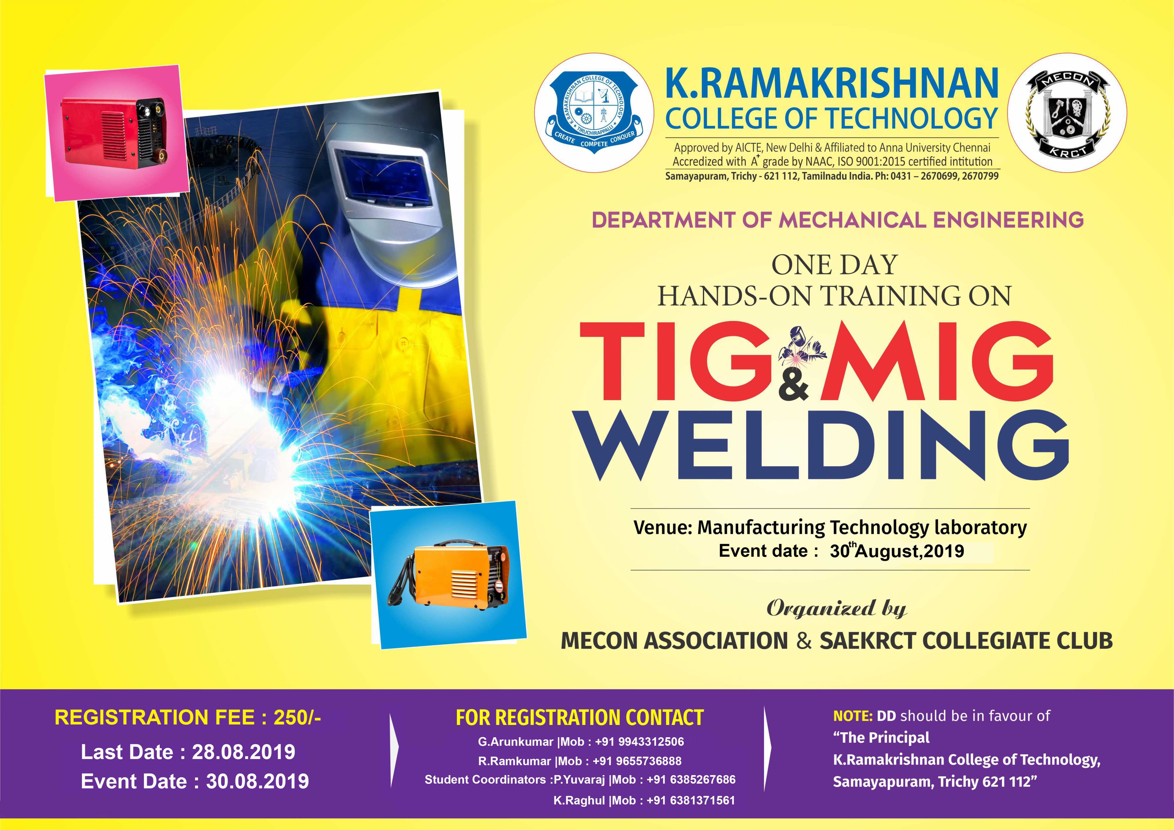 Workshop on TIG and MIG Welding 2019